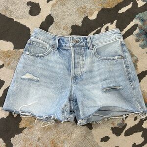 Express Mid Rise Covered Button Fly Boyfriend Light Blue Jean Shorts- NWOT